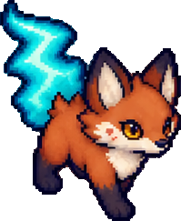 Spark Fox, an orange fox with a bright electric tail.